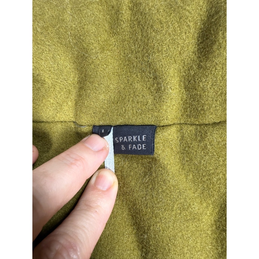 Sparkle & Fade Wool Blend Moto Jacket Large Double Breasted Peacoat Olive - Picture 16 of 16